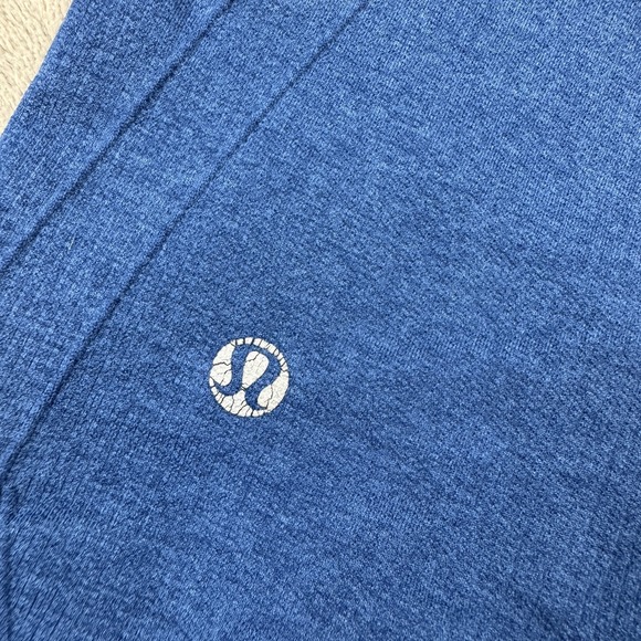 Lululemon Crop Leggings Womens Medium Blue Seamless Ruched Workout Yoga Pants - Picture 9 of 11